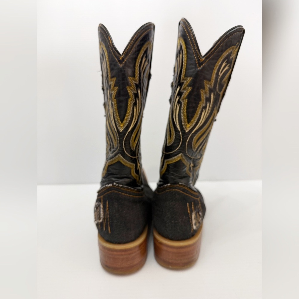 White Diamonds Denim Distressed Western Boots - 7 - Picture 8 of 13